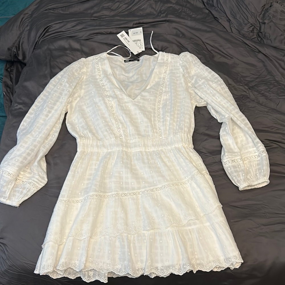 Zara white eyelet dress medium large